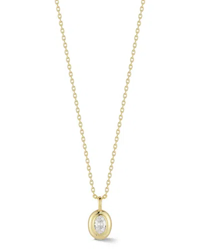 Glaze Jewelry Bezel Set Oval Cut Cubic Zirconia Pendant Necklace In Gold