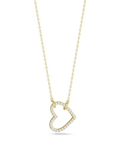 Glaze Jewelry 14k Over Silver Cz Open Hanging Heart Necklace