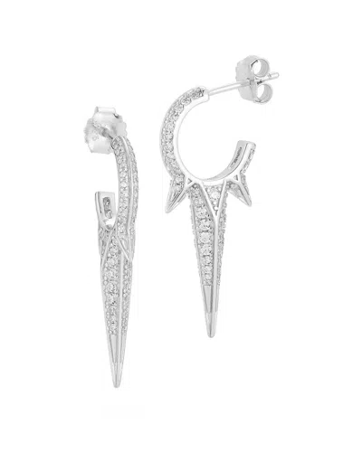 GLAZE JEWELRY GLAZE JEWELRY SILVER CZ SPIKED HOOP EARRINGS