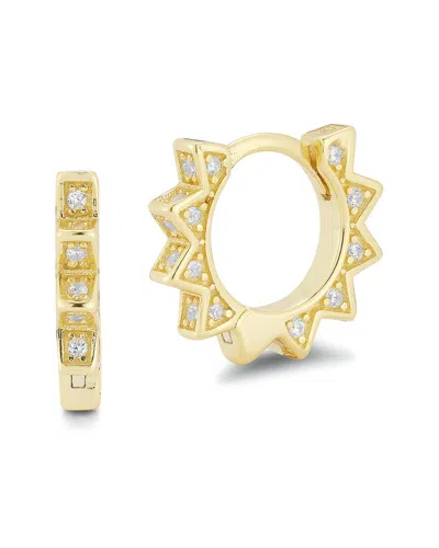 Glaze Jewelry 14k Over Silver Diamond Cz Sun Huggie Earrings In Gold