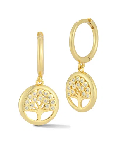 Glaze Jewelry Cubic Zirconia Tree Of Life Drop Huggie Hoop Earrings In Gold