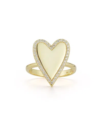 Glaze Jewelry 14k Yellow Gold Plated Sterling Silver Pavé Cz Heart Ring