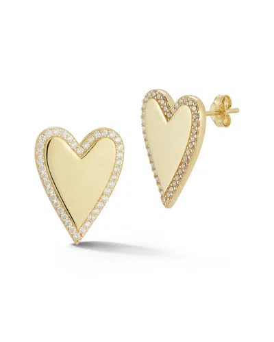 Glaze Jewelry 14k Gold Vermeil Heart Cz Stud Earrings In Yellow Gold