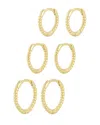 Glaze Jewelry Set Of 3 Graduated Twist Huggie Hoop Earrings In Gold