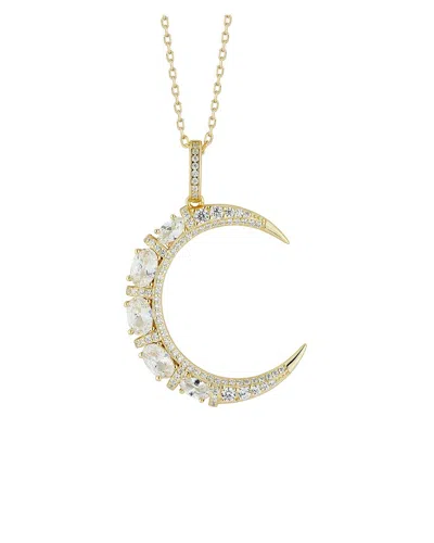 Glaze Jewelry 14k Plated Silver Cz Crescent Moon Necklace