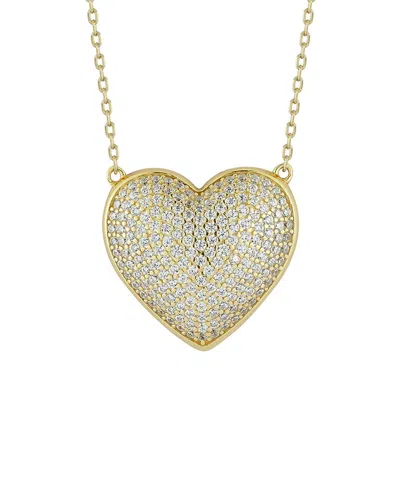 Glaze Jewelry 14k Plated Silver Cz Pave Puffed Heart Necklace