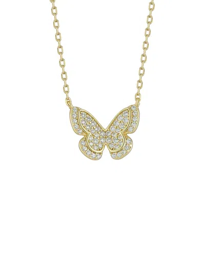 GLAZE JEWELRY GLAZE JEWELRY 14K PLATED SILVER CZ PAVE BUTTERFLY NECKLACE