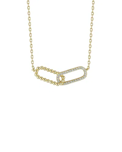 GLAZE JEWELRY GLAZE JEWELRY 14K PLATED SILVER CZ DOUBLE LINK NECKLACE