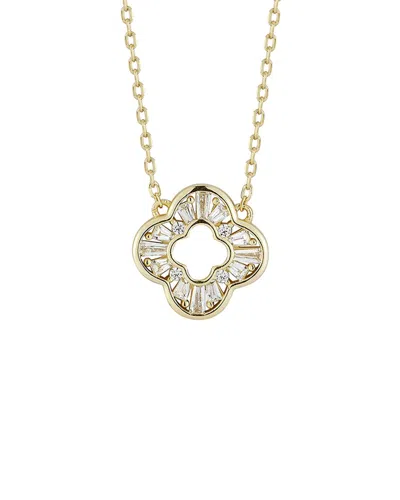 Glaze Jewelry 14k Plated Silver Cz Open Clover Necklace