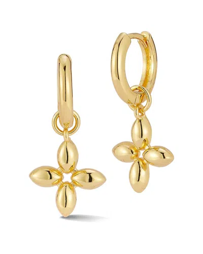 Glaze Jewelry 18k Plated Clover Charm Huggie Earrings In Gold