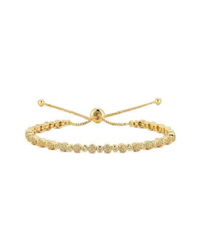 Glaze Jewelry 18k Plated Cz Alternating Tennis Bolo Bracelet In Gold