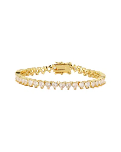 Glaze Jewelry 18k Plated Cz Heart Tennis Bracelet In Gold