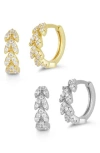 Glaze Jewelry 2-pack Cz Huggie Hoop Earrings In Gold/silver