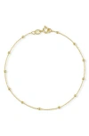 Glaze Jewelry 2mm Ball Station Anklet In Gold