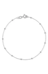 Glaze Jewelry 2mm Ball Station Anklet In Silver - 9 Inch
