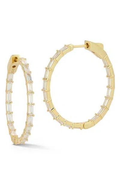 Glaze Jewelry Baguette Cubic Zirconia Hoop Earrings In Gold