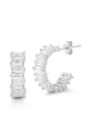 Glaze Jewelry Baguette Cubic Zirconia Hoop Earrings In Metallic