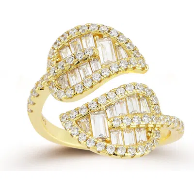 Glaze Jewelry Baguette Leaf Bypass Ring In Burgundy