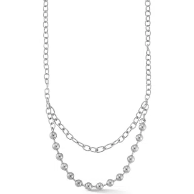 Glaze Jewelry Ball Bead & Chain Layered Necklace In Metallic