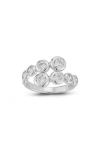 Glaze Jewelry Bezel Cubic Zirconia Bypass Ring In Silver