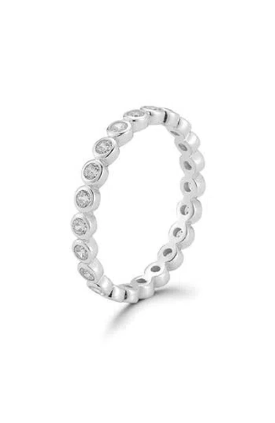 Glaze Jewelry Bezel Cubic Zirconia Stackable Eternity Band Ring In Silver
