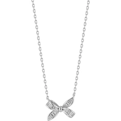 Glaze Jewelry Bow Pendant Necklace In Silver