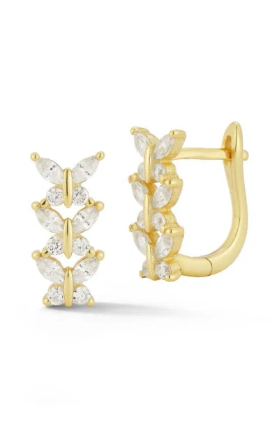 Glaze Jewelry Butterfly Cubic Zirconia Huggie Earrings In Gold