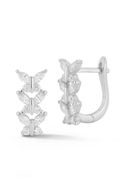 Glaze Jewelry Butterfly Cubic Zirconia Huggie Earrings In Silver
