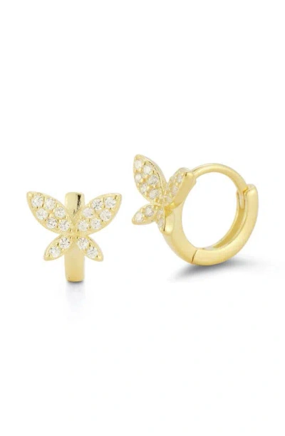 Glaze Jewelry Butterfly Cubic Zirconia Huggies In Gold