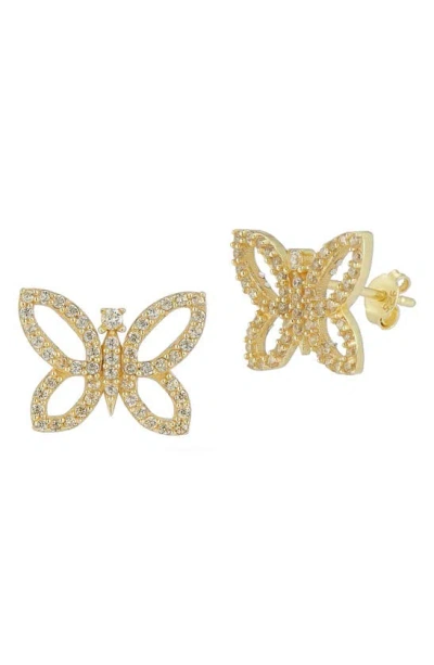 Glaze Jewelry Butterfly Cubic Zirconia Stud Earrings In Gold