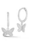 Glaze Jewelry Butterfly Huggie Hoop Earrings In Silver