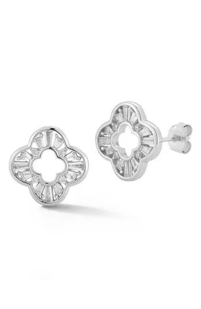 Glaze Jewelry Clover Stud Earrings In Silver