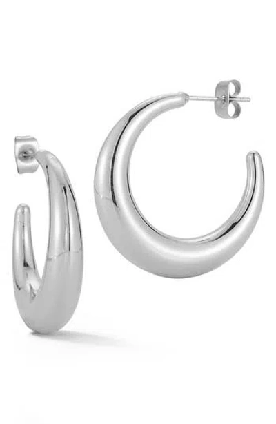 Glaze Jewelry Crescent Hoop Earrings In Silver