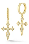 Glaze Jewelry Cross Huggie Hoop Earrings In Gold
