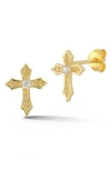 Glaze Jewelry 14k Over Silver Diamond Cz Cross Studs In Gold