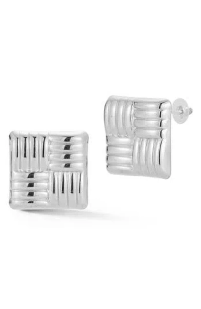 Glaze Jewelry Crosshatch Stud Earrings In Metallic