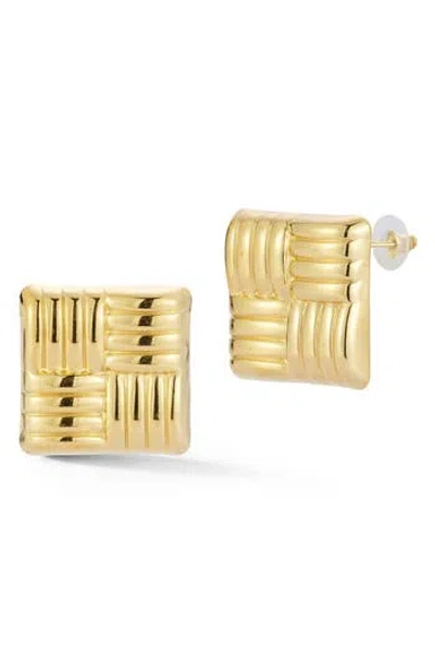 Glaze Jewelry Crosshatch Stud Earrings In Gold