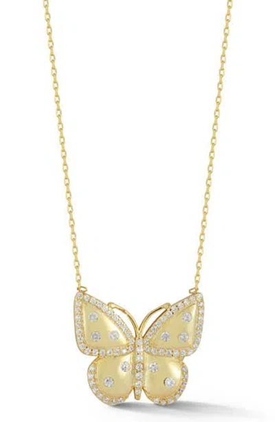 Glaze Jewelry Crystal Butterfly Pendant Necklace In Gold