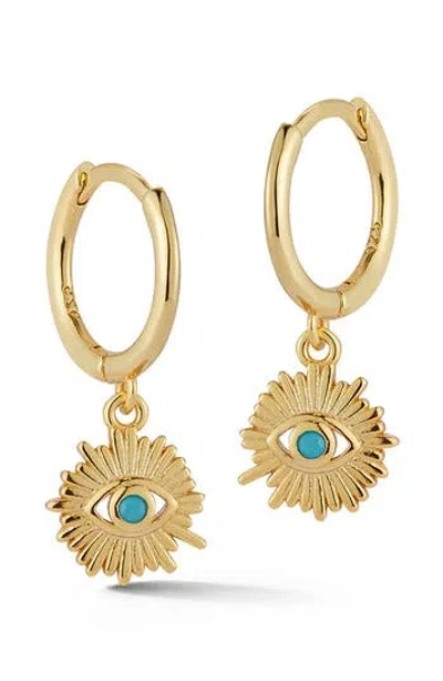 Glaze Jewelry Crystal Evil Eye Drop Huggie Hoop Earrings In Gold