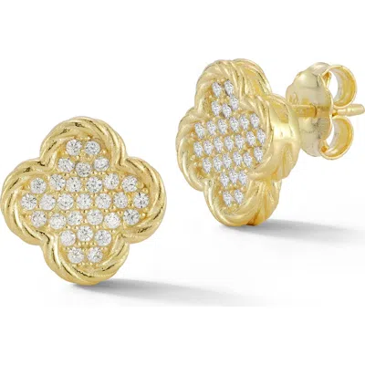 Glaze Jewelry Crystal Pavé Clover Stud Earrings In Gold