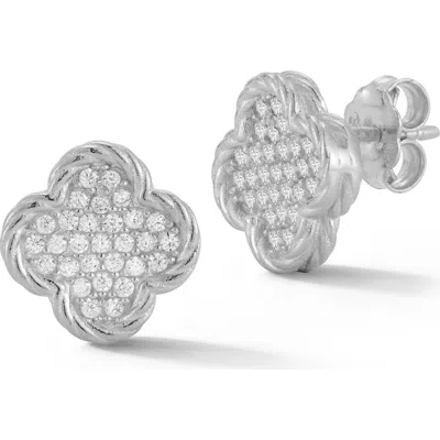 Glaze Jewelry Crystal Pavé Clover Stud Earrings In Metallic