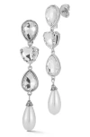 Glaze Jewelry Cubic Zirconia & Faux Pearl Link Drop Earrings In Silver