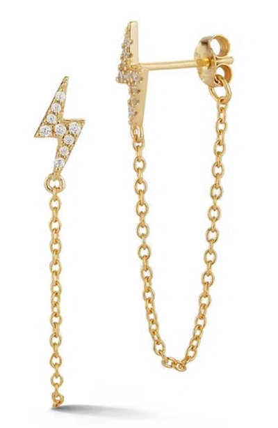Glaze Jewelry Cubic Zirconia Bolt Chain Drop Earrings In Gold