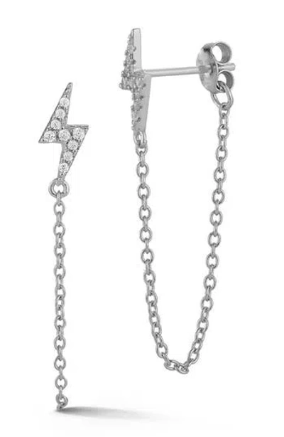 Glaze Jewelry Cubic Zirconia Bolt Chain Drop Earrings In Metallic