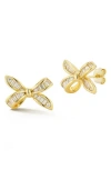 Glaze Jewelry Cubic Zirconia Bow Stud Earrings In Gold