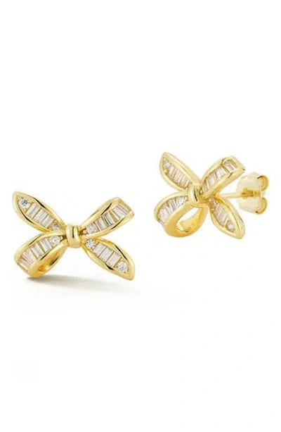Glaze Jewelry Cubic Zirconia Bow Stud Earrings In Gold