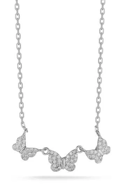 Glaze Jewelry Cubic Zirconia Butterfly Frontal Necklace In Silver
