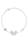 Glaze Jewelry Cubic Zirconia Butterfly Line Bracelet In Silver