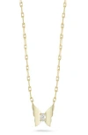 Glaze Jewelry Cubic Zirconia Butterfly Pendant Necklace In Gold