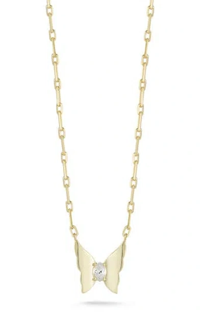 Glaze Jewelry Cubic Zirconia Butterfly Pendant Necklace In Gold